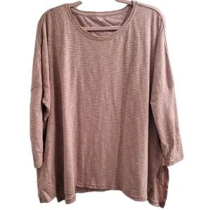 Mersea Catalina Slub Tee One Size Oversized Pink Striped Casual Boho Tunic Top